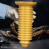 6.88in 9.84in Gold Silicone Threaded Giant Dildo Butt Plug For Fisting