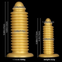 6.88in 9.84in Gold Silicone Threaded Giant Dildo Butt Plug For Fisting