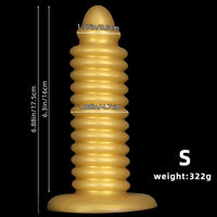 6.88in 9.84in Gold Silicone Threaded Giant Dildo Butt Plug For Fisting
