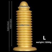6.88in 9.84in Gold Silicone Threaded Giant Dildo Butt Plug For Fisting