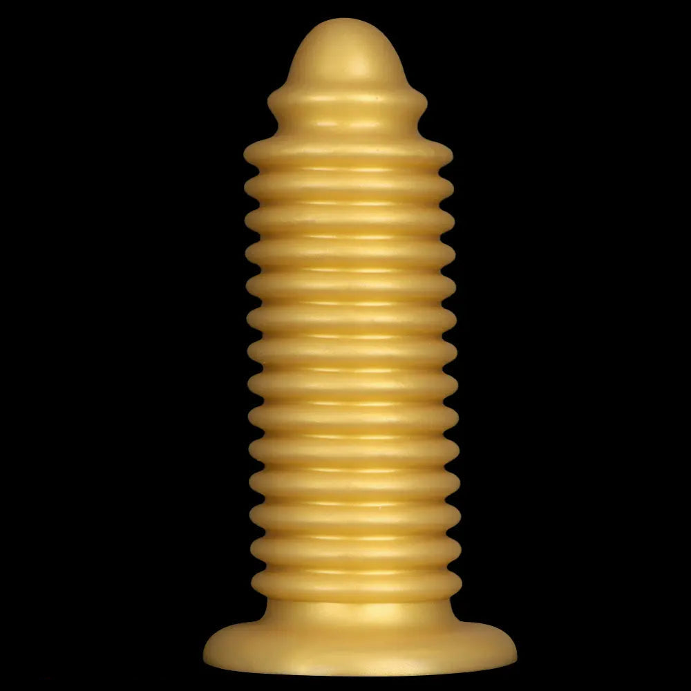 6.88in 9.84in Gold Silicone Threaded Giant Dildo Butt Plug For Fisting