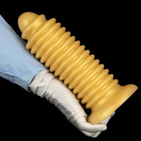 6.88in 9.84in Gold Silicone Threaded Giant Dildo Butt Plug For Fisting