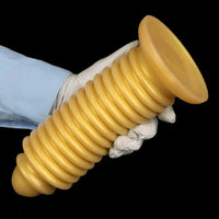 6.88in 9.84in Gold Silicone Threaded Giant Dildo Butt Plug For Fisting
