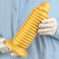 6.88in 9.84in Gold Silicone Threaded Giant Dildo Butt Plug For Fisting