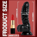 6.88in Glossy Black Monster Penis PVC Uncut Adult Toy Wave Texture