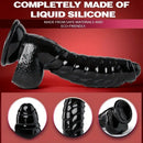 6.88in Glossy Black Monster Penis PVC Uncut Adult Toy Wave Texture