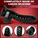 6.88in Glossy Black Monster Penis PVC Uncut Adult Toy Wave Texture