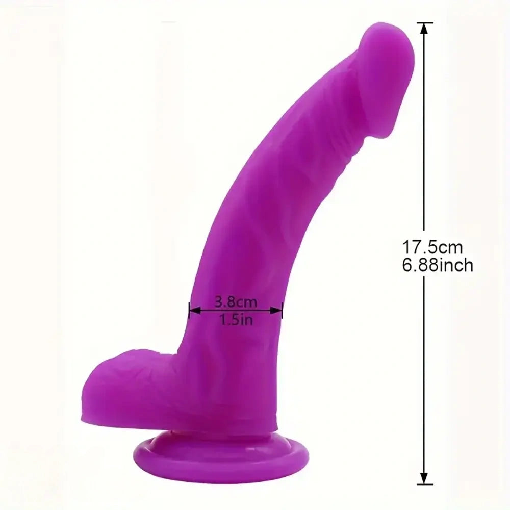 6.88in Purple Liquid Silicone Lifelike Soft Penis Dildo With Suction Cup