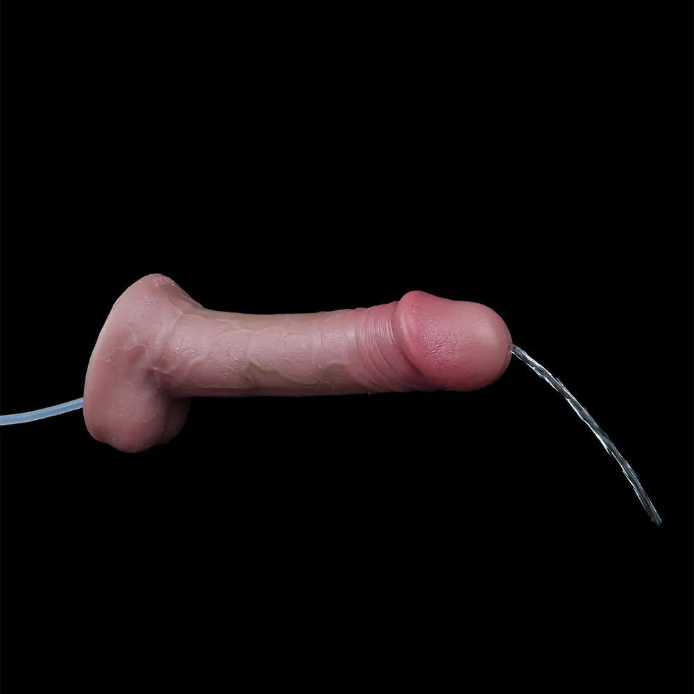 6.88in Realistic Cock Couples Flirting Double Layer Squirting Strap on Dildo