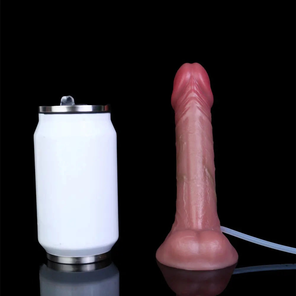6.88in Realistic Cock Couples Flirting Double Layer Squirting Strap on Dildo