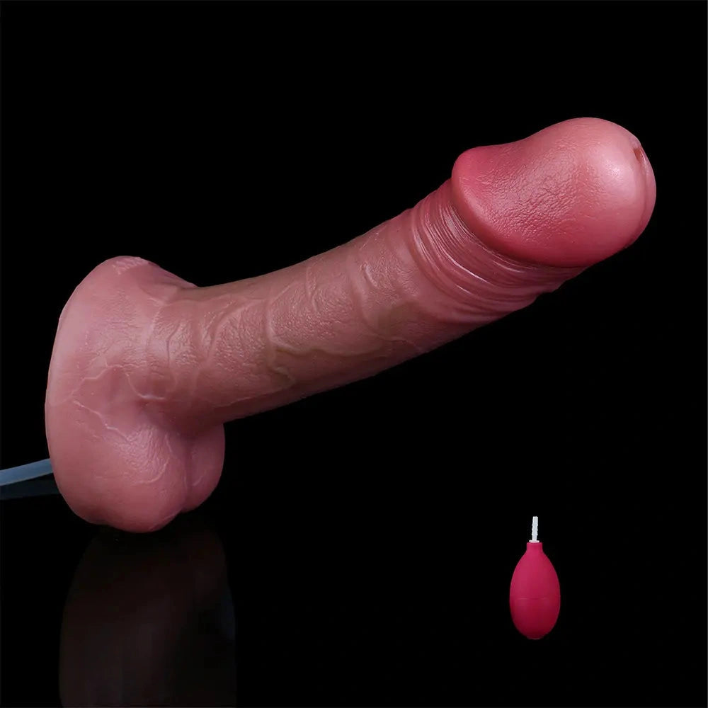 6.88in Realistic Cock Couples Flirting Double Layer Squirting Strap on Dildo