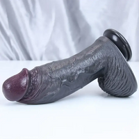 6.88in Realistic Ebony Silicone Soft Skin Dildo For Couple Sex Play