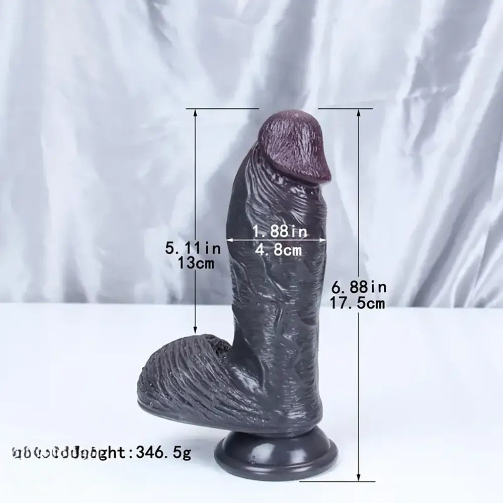 6.88in Realistic Ebony Silicone Soft Skin Dildo For Couple Sex Play