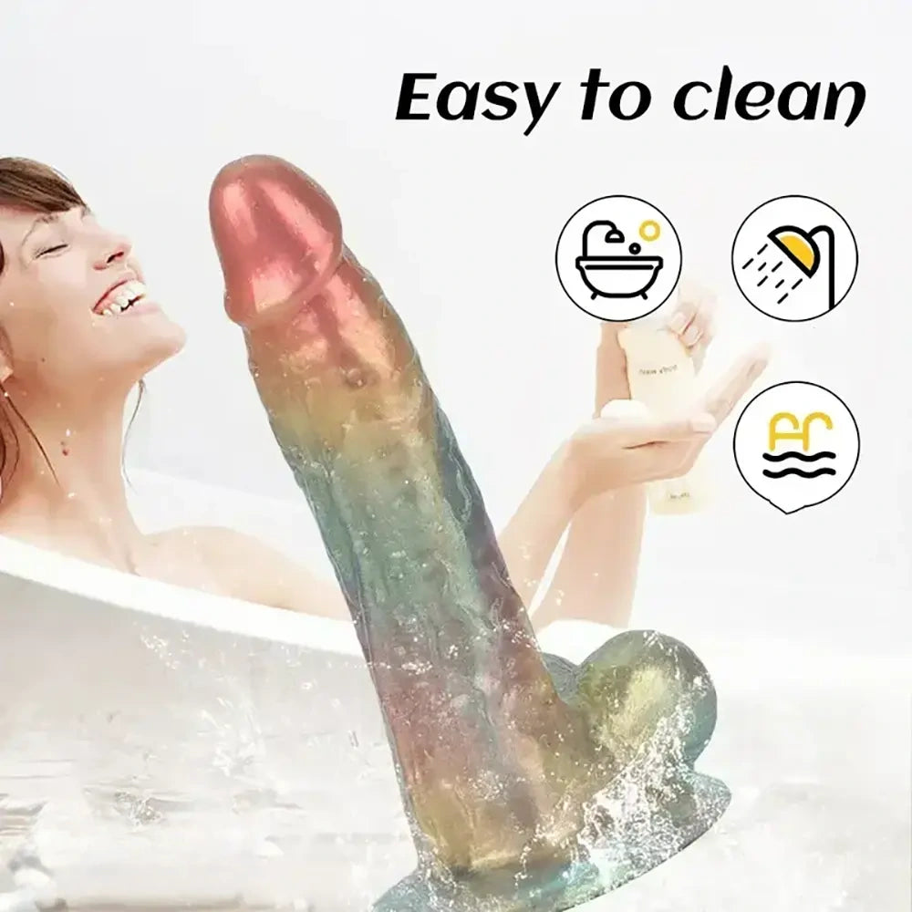 6.88in Realistic Flexible Liquid Silicone Dildo with Suction Cup