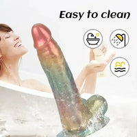 6.88in Realistic Flexible Liquid Silicone Dildo with Suction Cup