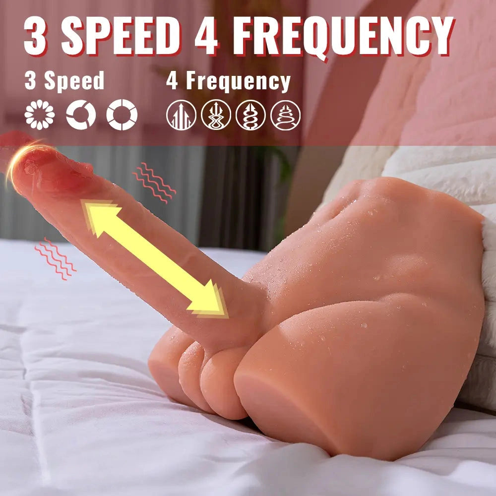 6.88in Realistic Grain Fascial Veins Vibrating Thrusting Lifelike Sex Torso Dildo