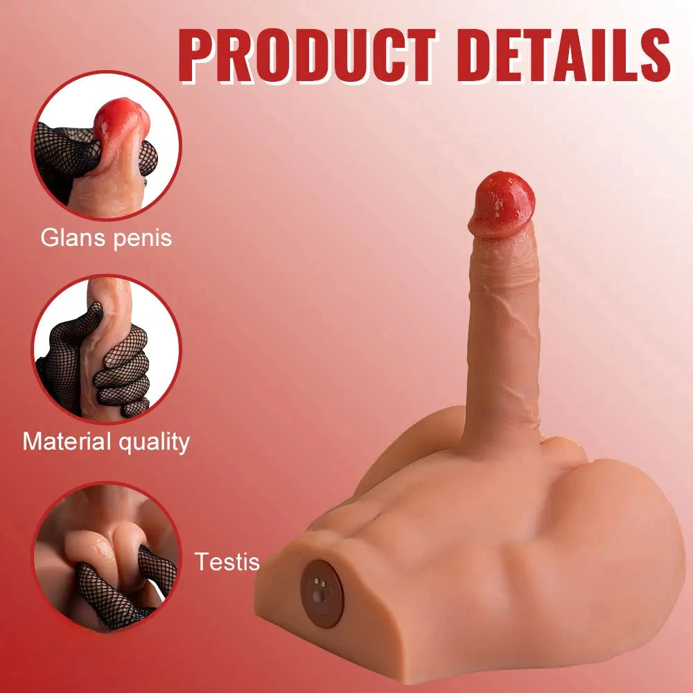 6.88in Realistic Grain Fascial Veins Vibrating Thrusting Lifelike Sex Torso Dildo