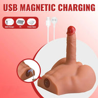 6.88in Realistic Grain Fascial Veins Vibrating Thrusting Lifelike Sex Torso Dildo