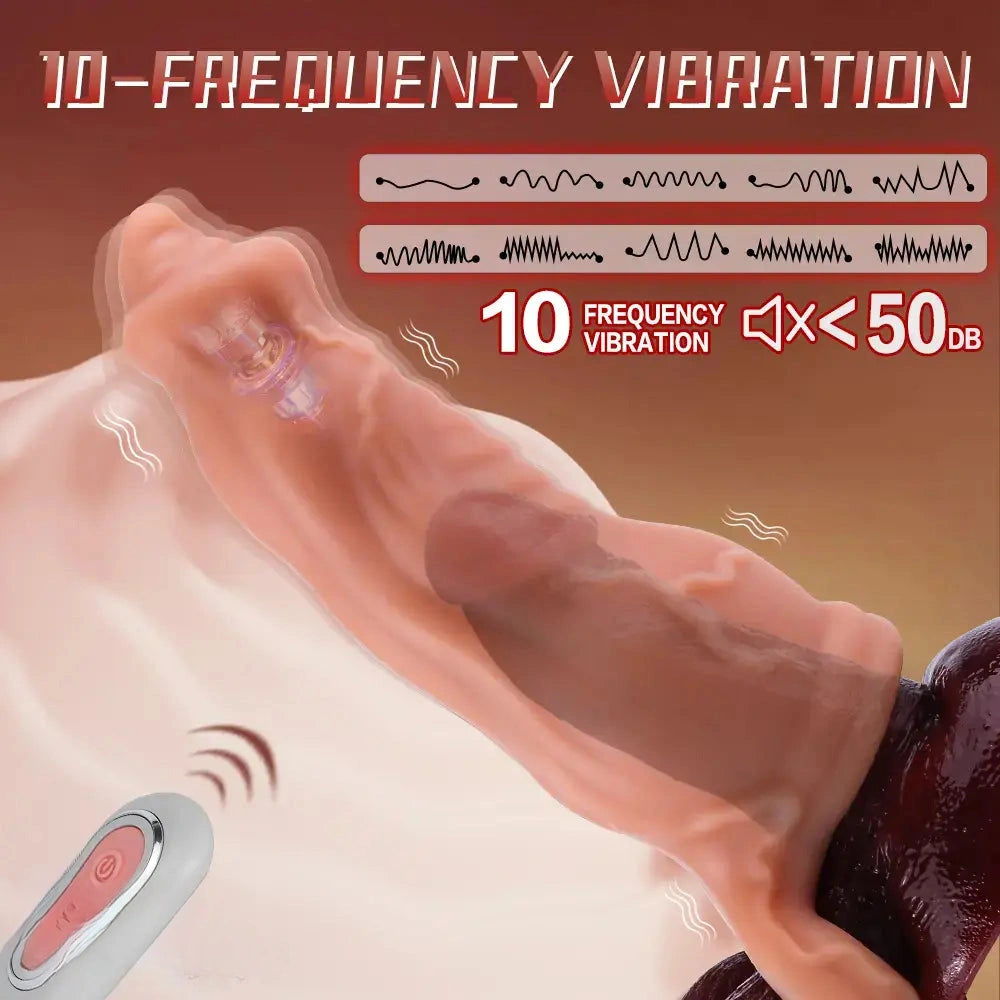 6.89in 7.88in Vibrating Cock Sleeve Dildo Stretchy Penis Ring Wearable Cover