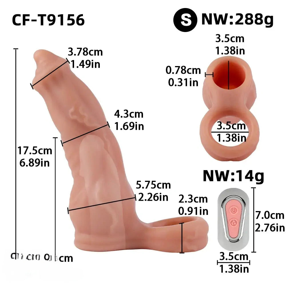 6.89in 7.88in Vibrating Cock Sleeve Dildo Stretchy Penis Ring Wearable Cover