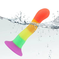 6.89in Colorful Silicone Soft Rainbow Dildo For Anal Vaginal Stimulation