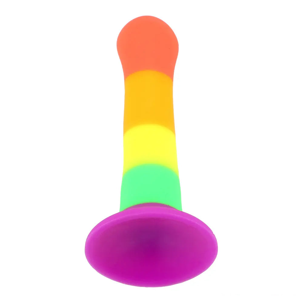 6.89in Colorful Silicone Soft Rainbow Dildo For Anal Vaginal Stimulation