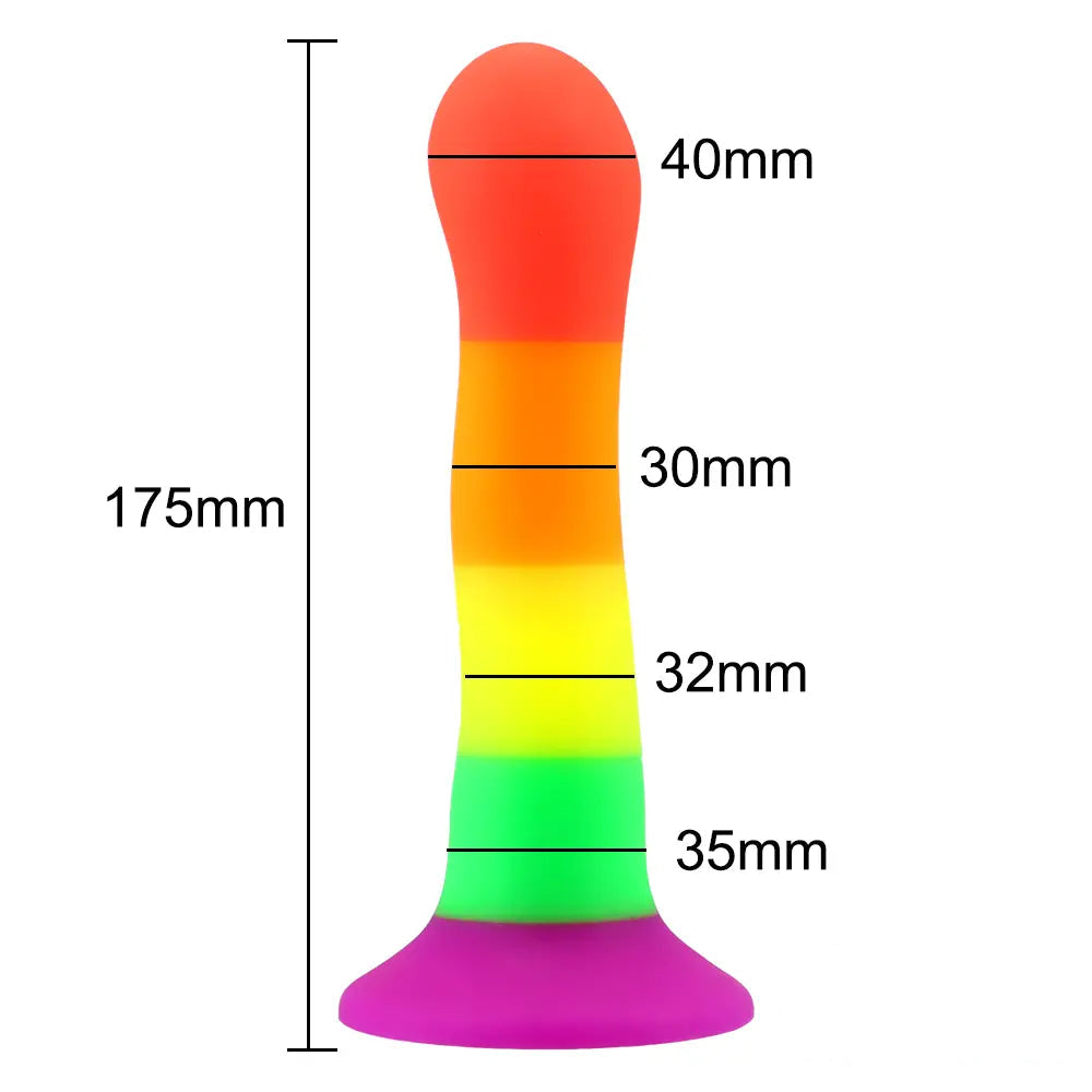 6.89in Colorful Silicone Soft Rainbow Dildo For Anal Vaginal Stimulation