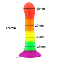 6.89in Colorful Silicone Soft Rainbow Dildo For Anal Vaginal Stimulation
