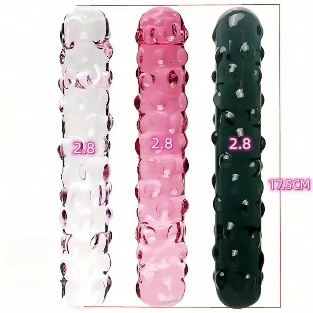6.89in Crystal Clear Penis Glass Double Sided Spiked Dildo Masturbator