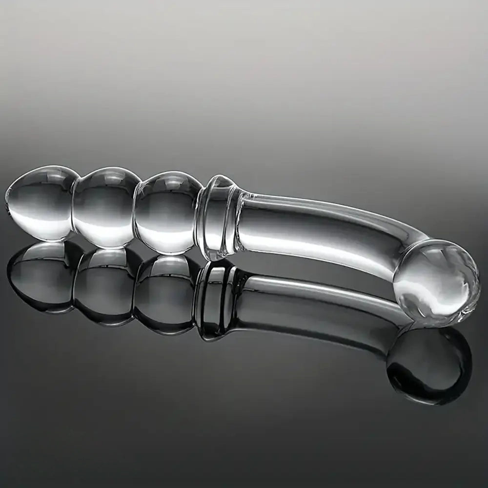 6.89in Double Headed Glass Dildo For Enhanced Pleasure With Beads