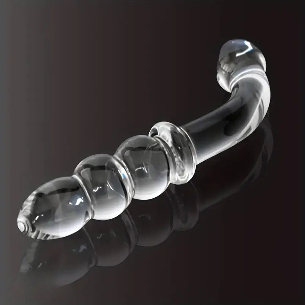 6.89in Double Headed Glass Dildo For Enhanced Pleasure With Beads