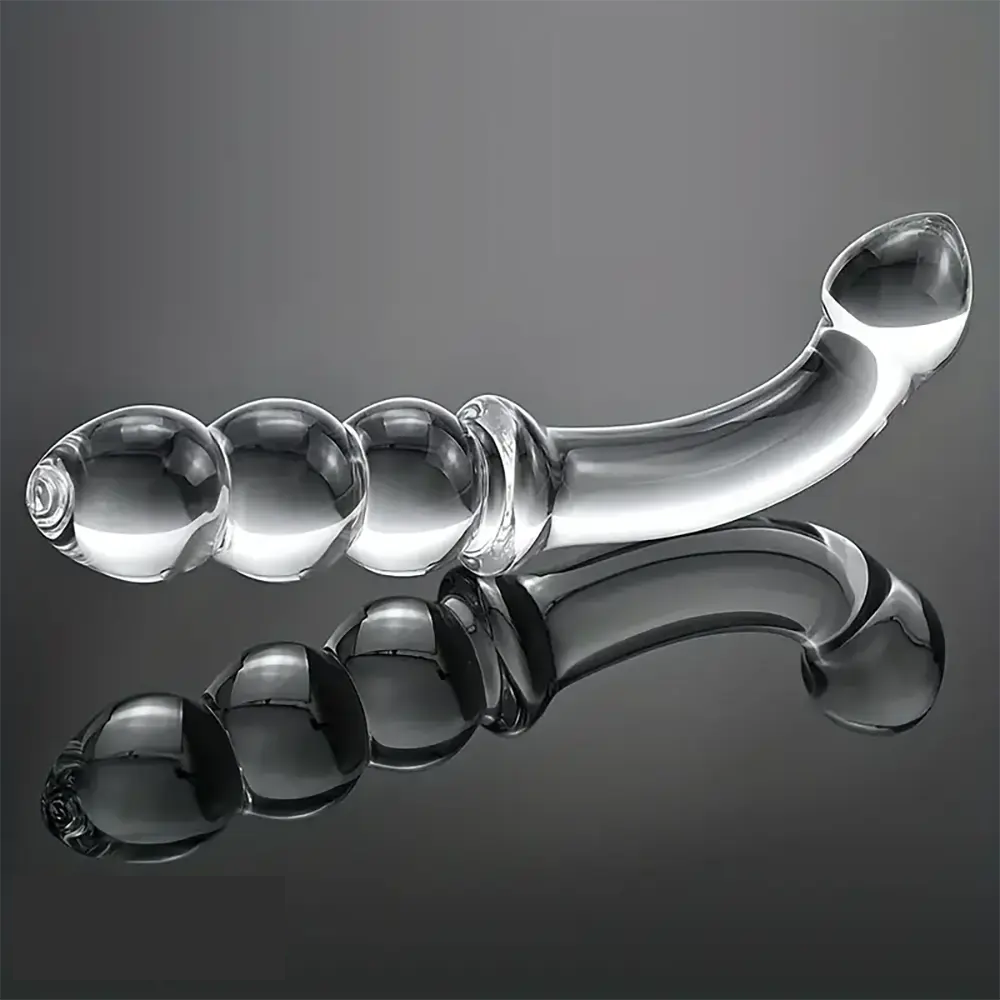 6.89in Double Headed Glass Dildo For Enhanced Pleasure With Beads