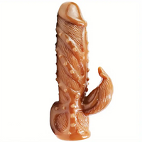 6.89in Flesh Skin Spiked Hollow Penis Sleeve Dildo For Cock Enlargement