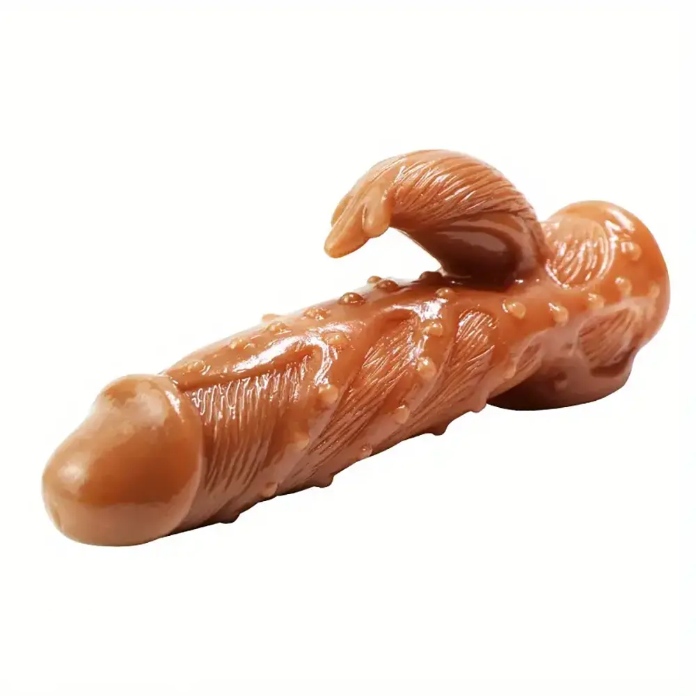 6.89in Flesh Skin Spiked Hollow Penis Sleeve Dildo For Cock Enlargement
