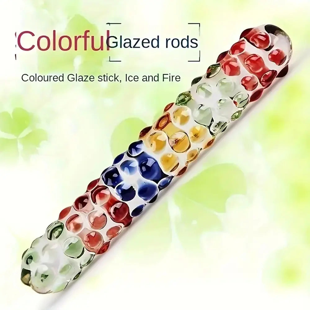 6.89in Glazed Spiked Glass Penis Massage Wand Dildo For Anal Massage