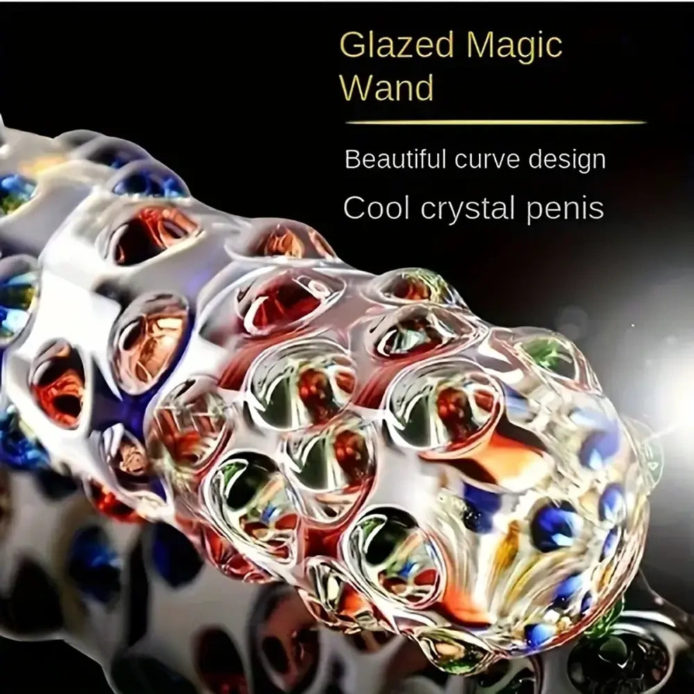 6.89in Glazed Spiked Glass Penis Massage Wand Dildo For Anal Massage