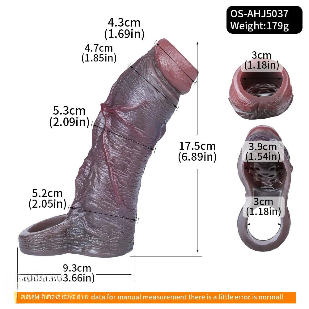 6.89in Platinum Silicone Soft Real Feeling Dildo Sleeve Stretchy Extension Toy