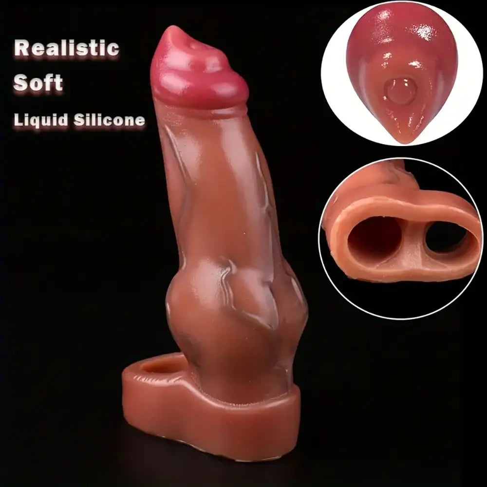 6.89in Realistic Dog Knot Penis Sleeve Soft Silicone Real Feeling Dildo