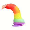 6.89in Silicone Rainbow Soft Realistic Design Harness Compatible Dildo
