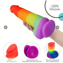 6.89in Silicone Rainbow Soft Realistic Design Harness Compatible Dildo