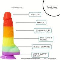 6.89in Silicone Rainbow Soft Realistic Design Harness Compatible Dildo