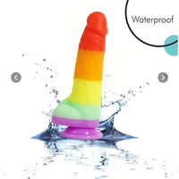 6.89in Silicone Rainbow Soft Realistic Design Harness Compatible Dildo