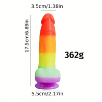 6.89in Silicone Rainbow Soft Realistic Design Harness Compatible Dildo