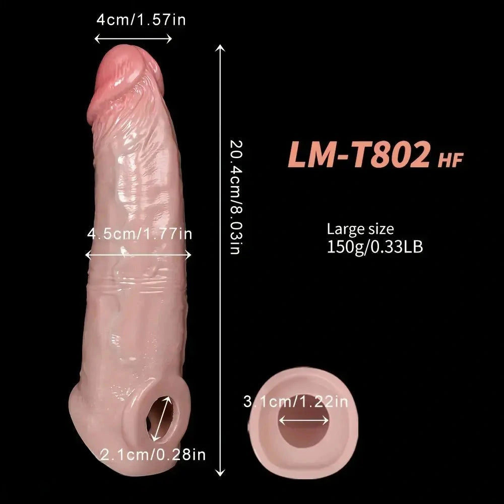 6.8in 8.03in Silicone Soft Cock Dildo Sleeve With Cock Ring For Cock Enlarge