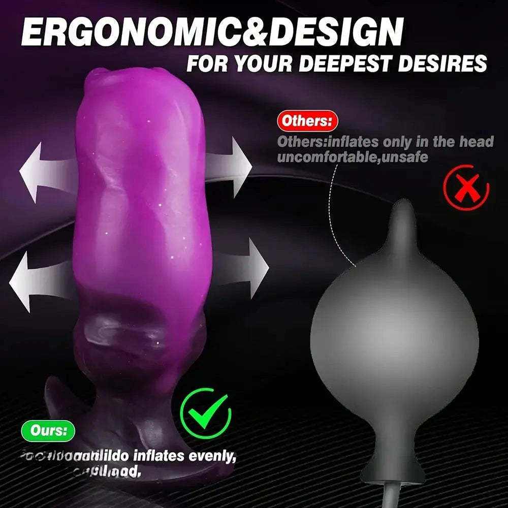 6.8in Inflatable Liquid Silicone Wearable Knot Soft Dildo With Safe T-Base