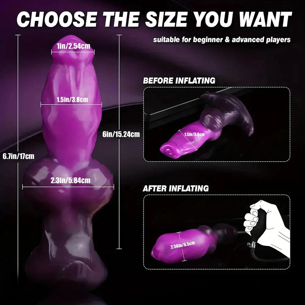 6.8in Inflatable Liquid Silicone Wearable Knot Soft Dildo With Safe T-Base