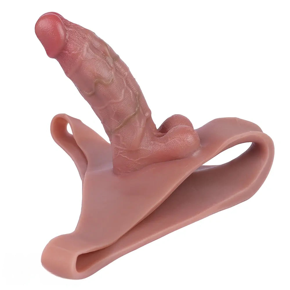 6.97in Hollow Penis Dildo Sleeve Silicone Soft Pants For Men Women Sex