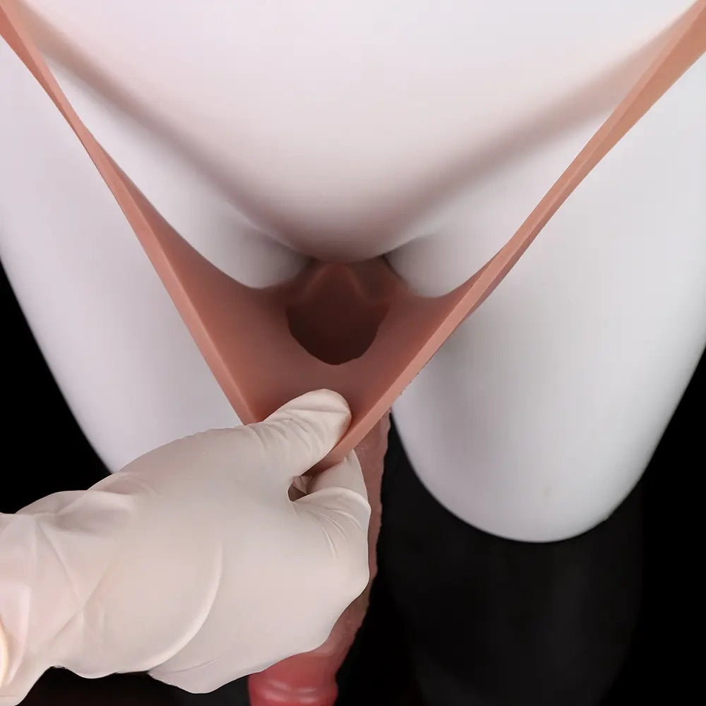 6.97in Hollow Penis Dildo Sleeve Silicone Soft Pants For Men Women Sex