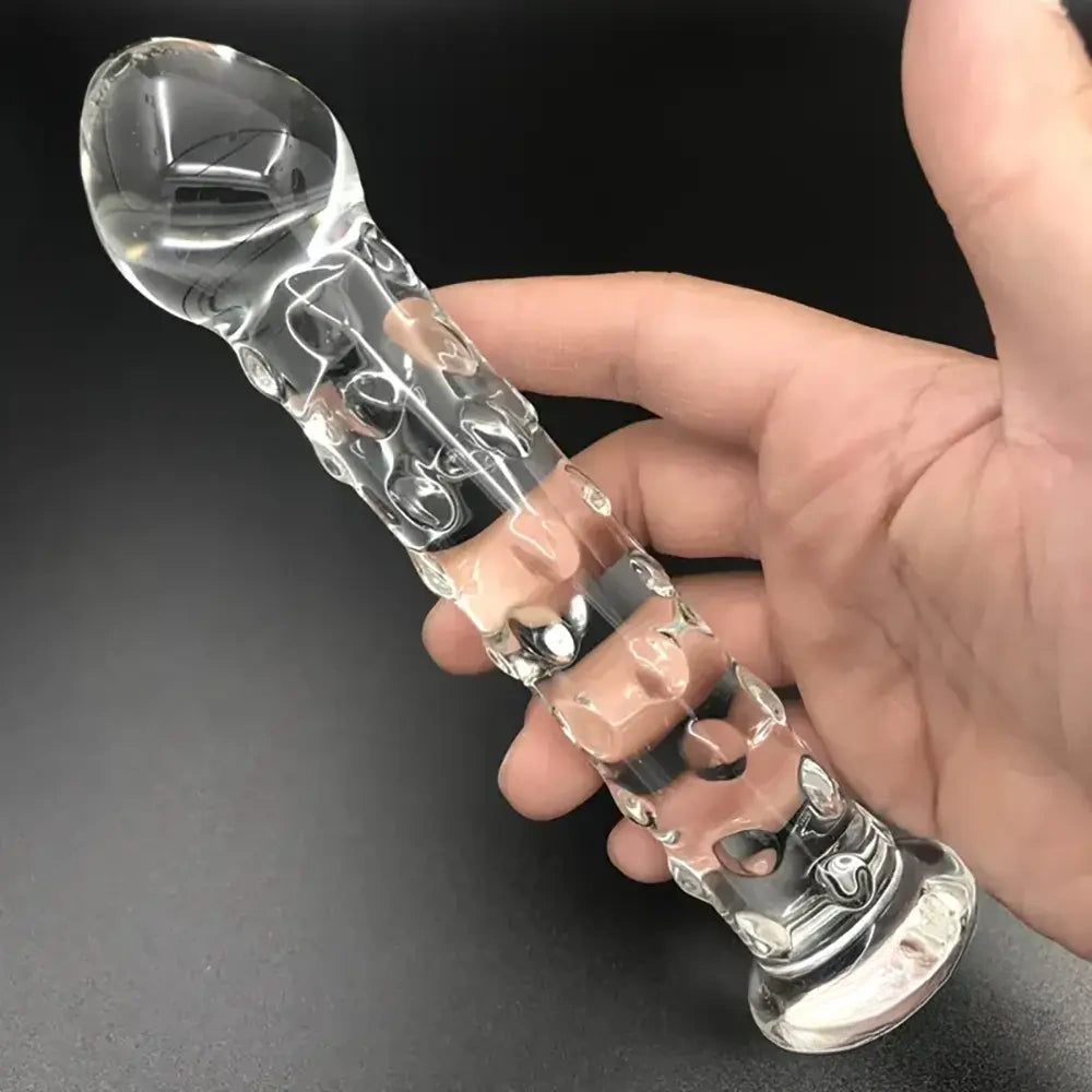 6.9in Clear Real Glass Crystal Dildo For G-Spot Vaginal Sex Stimulation