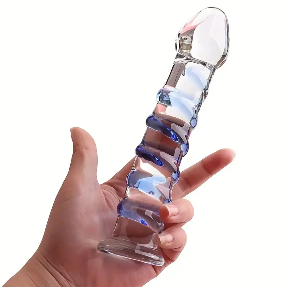 6.9in Clear Spiked Spiral Glass Dildo For Anal Vaginal Stimulation